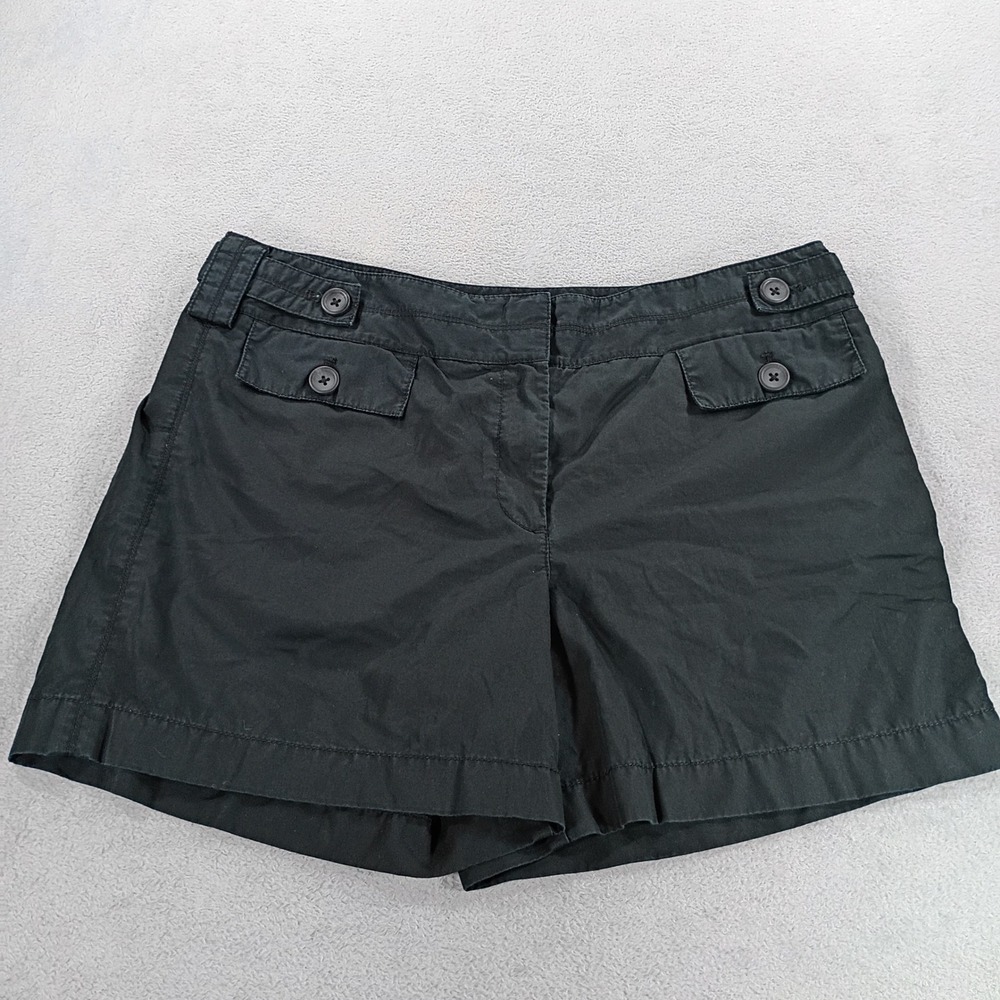 Ann Taylor LOFT Womens Utility Chino Shorts Black Size 12 Button Pocket